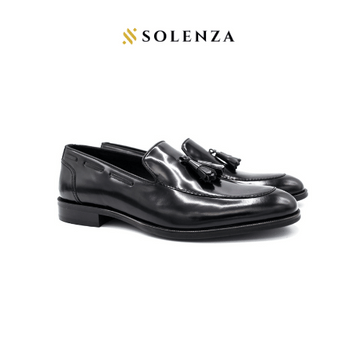 Black Calf Leather Tassel Loafer