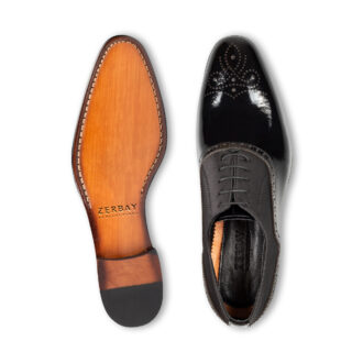 Premium Black Patent Leather & Satin Oxford Shoes Oxfords