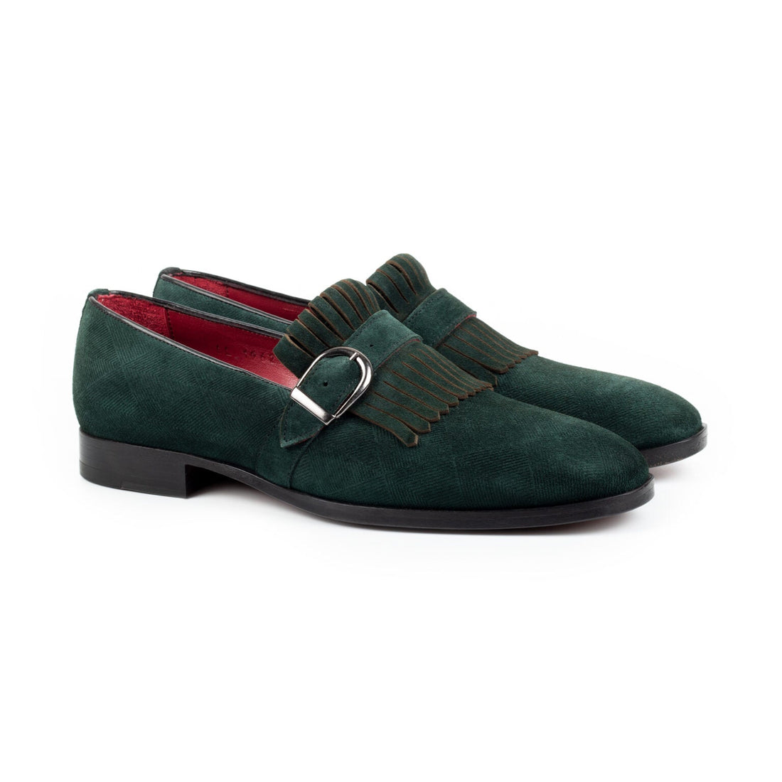 Green Suede Single Monk Strap Shoes